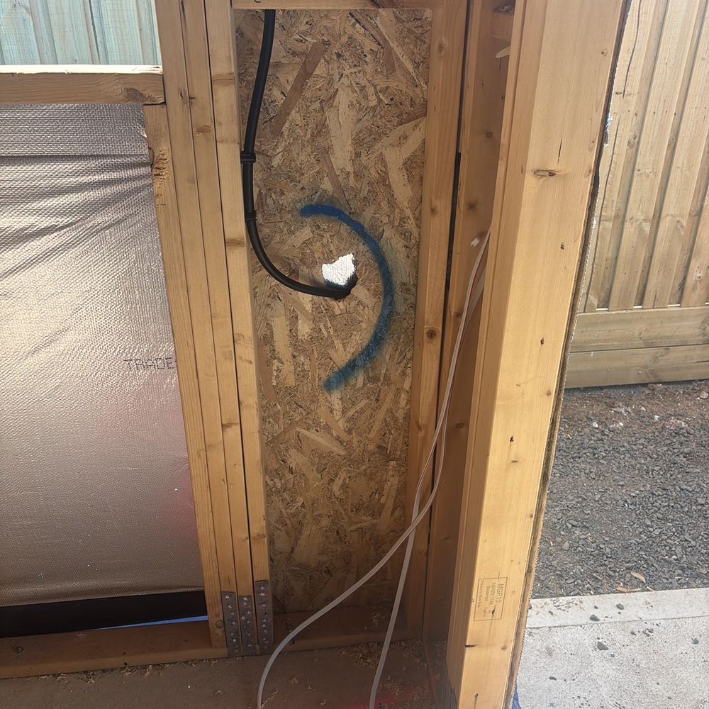 Wall bracing cut through, weakening the frame against wind load, found during a lock-up inspection in Maddingley
