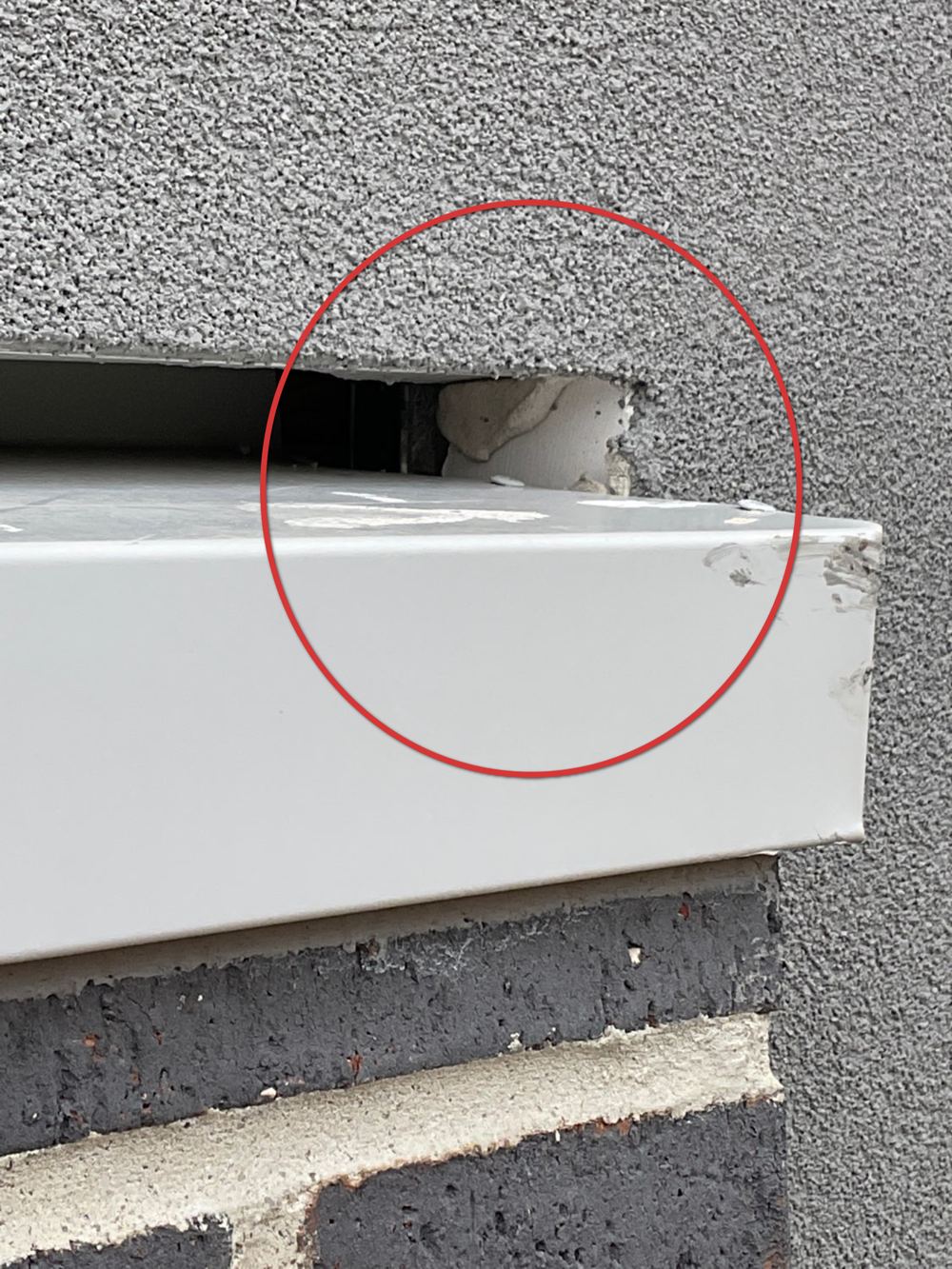 Flashing seal broken at a junction, needing fresh sealant, found during a construction stage inspection in Bacchus Marsh
